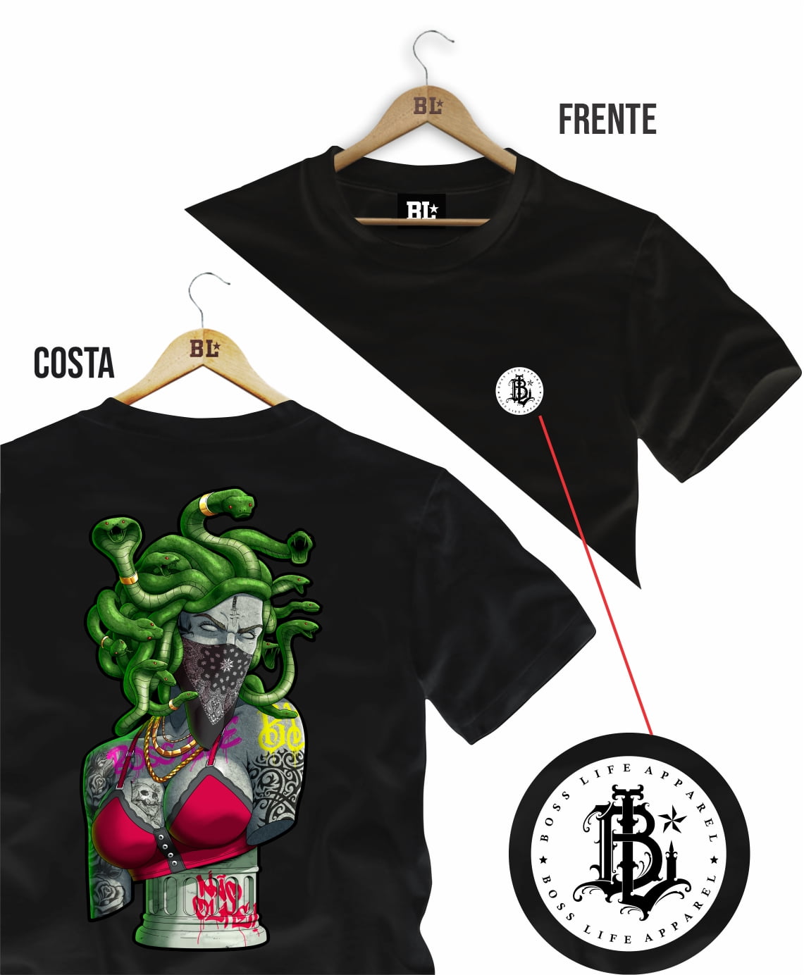 CAMISETA MEDUSA 2 PRETA / P