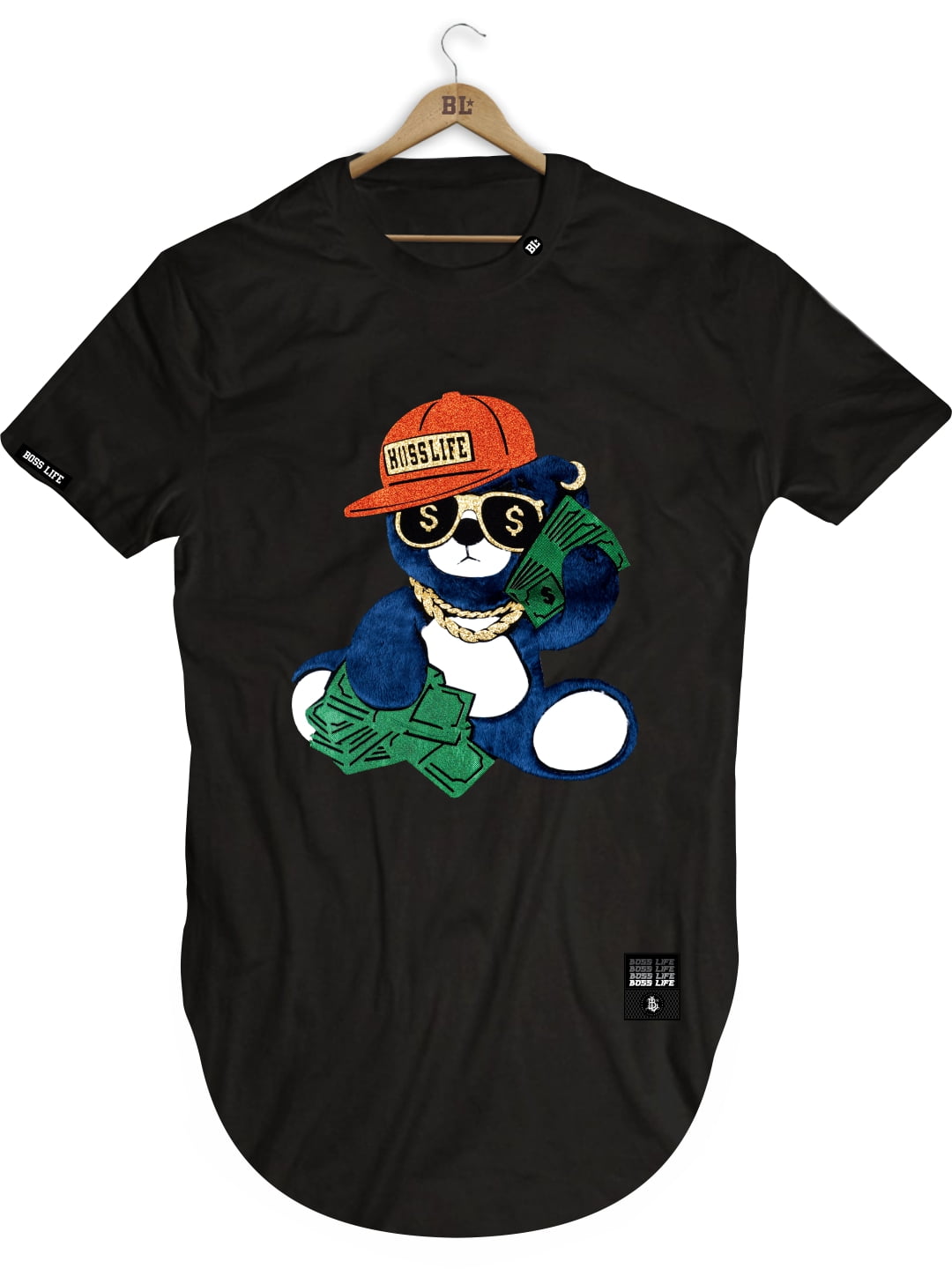 CAMISETA LONGLINE PRETA BEAR BL FLUFFY