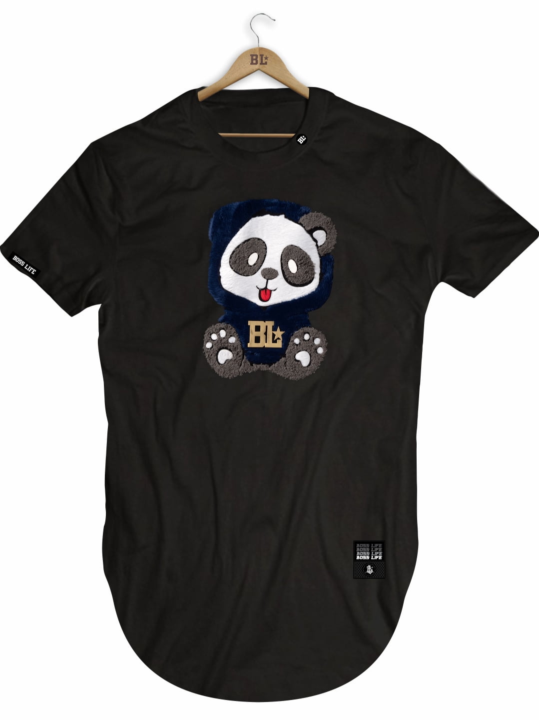 CAMISETA LONGLINE PRETA PANDA BL