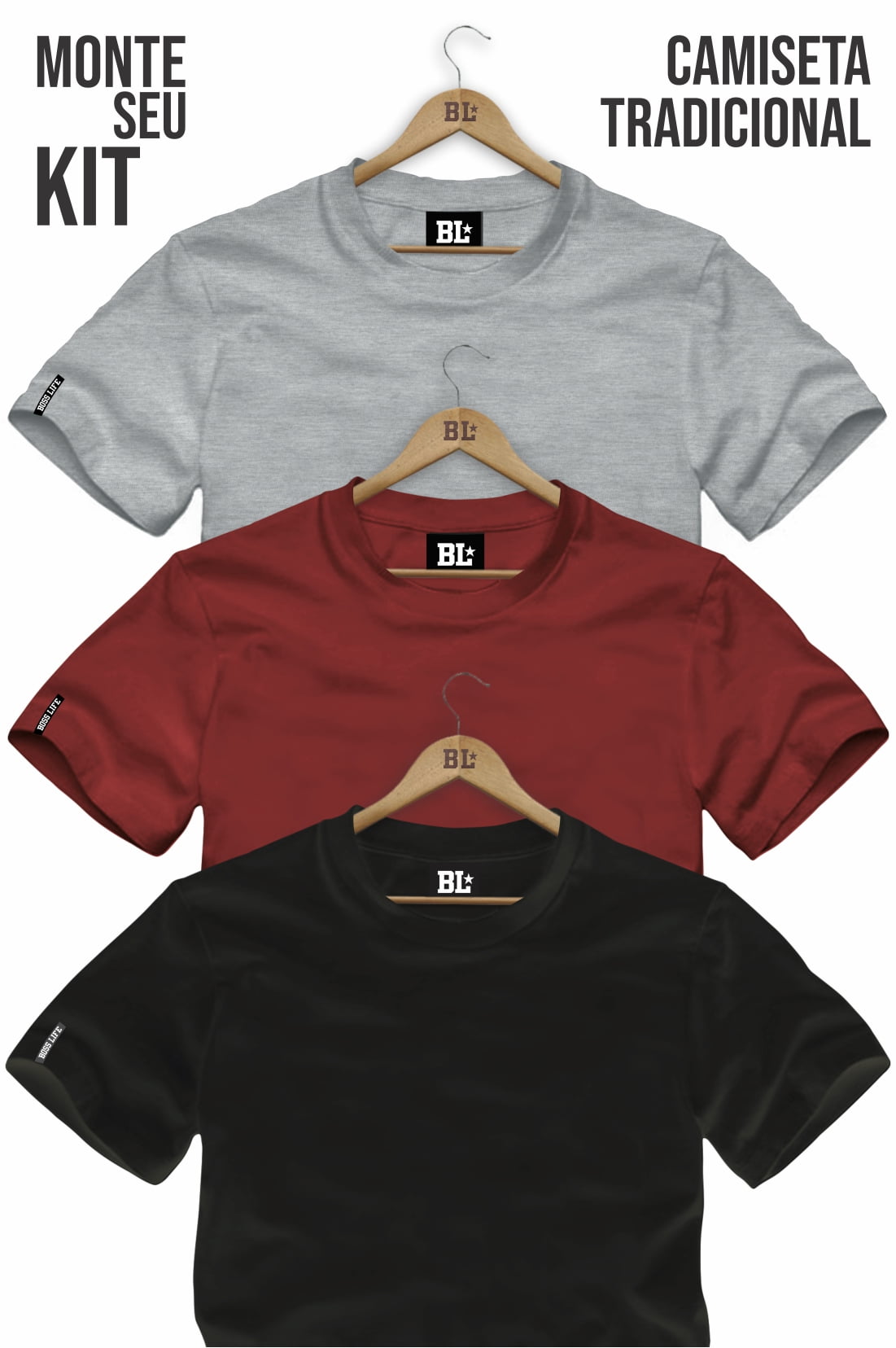 Kit Camiseta Premium 3 Unidades 